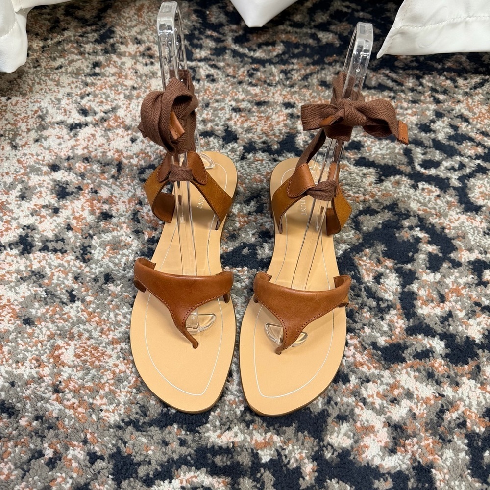 Nwt Sarah Flint ‘Grear’ Lace-Up Grecian Style Sandal In “Saddle Vachetta” Sz 13 — image 8 of 8